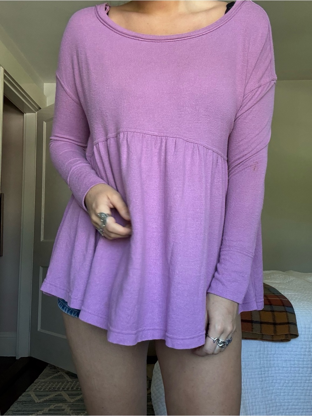 Free people Lavender Long-Sleeve babydoll Top